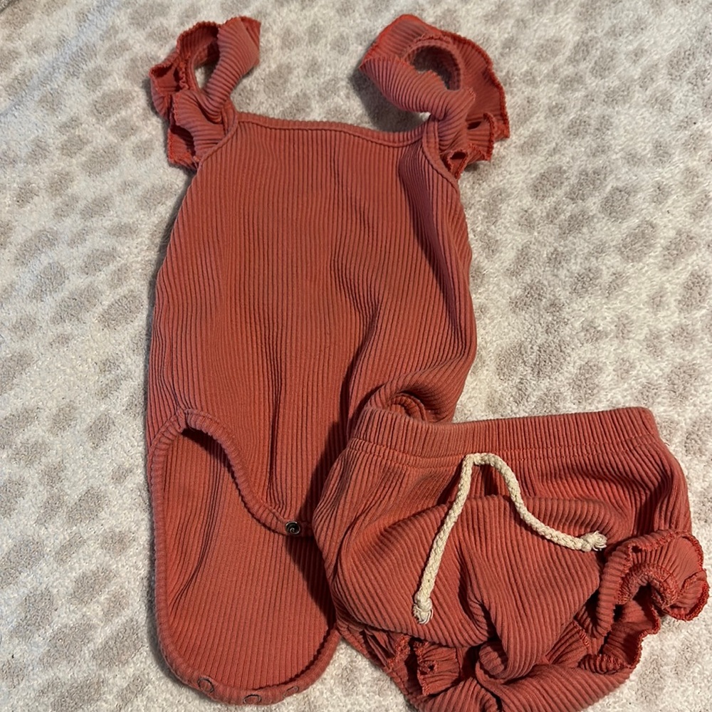 Pink rose colored shortie and onesie